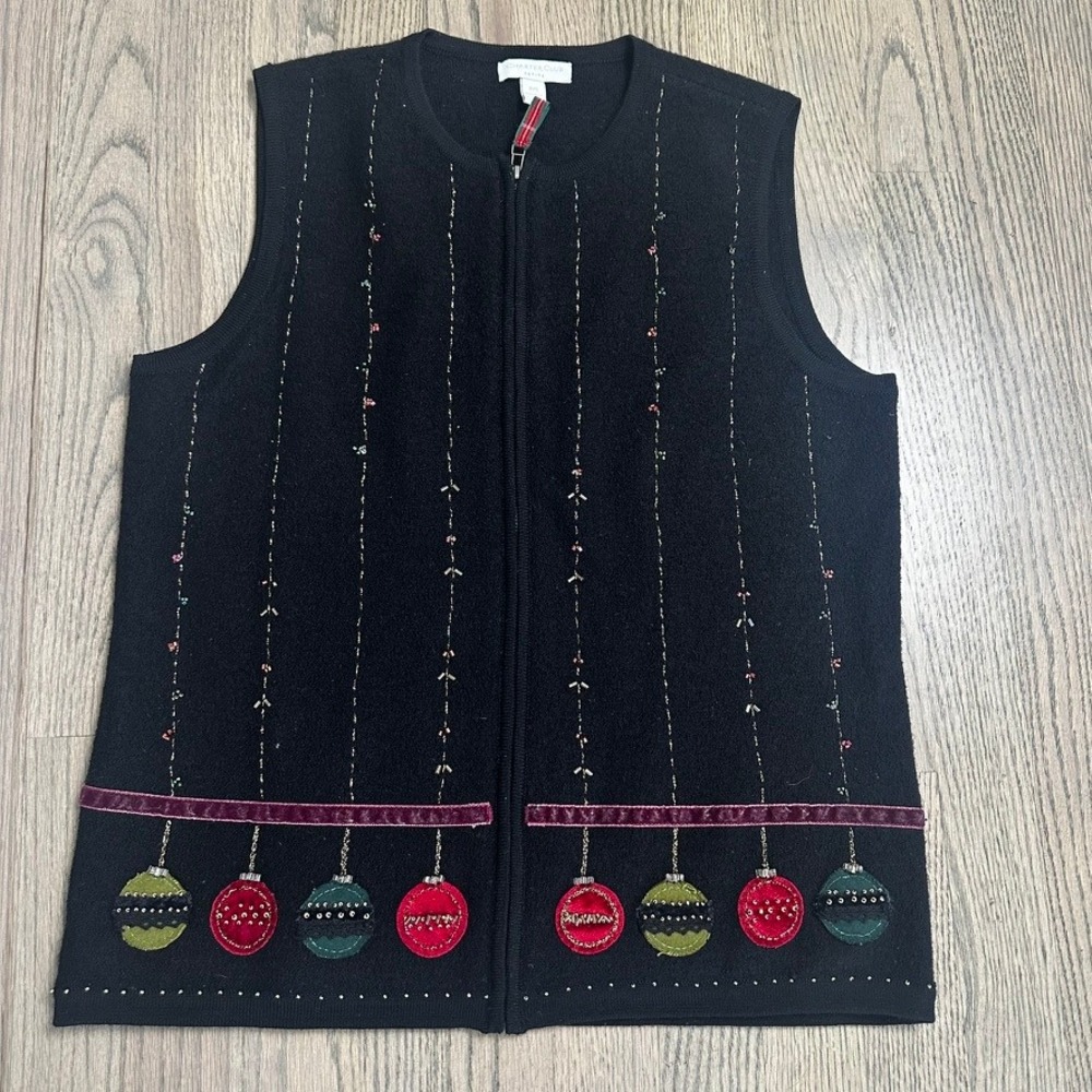 Charter Club Petite Wool Christmas Holidayโ Ornament Sweater Vest